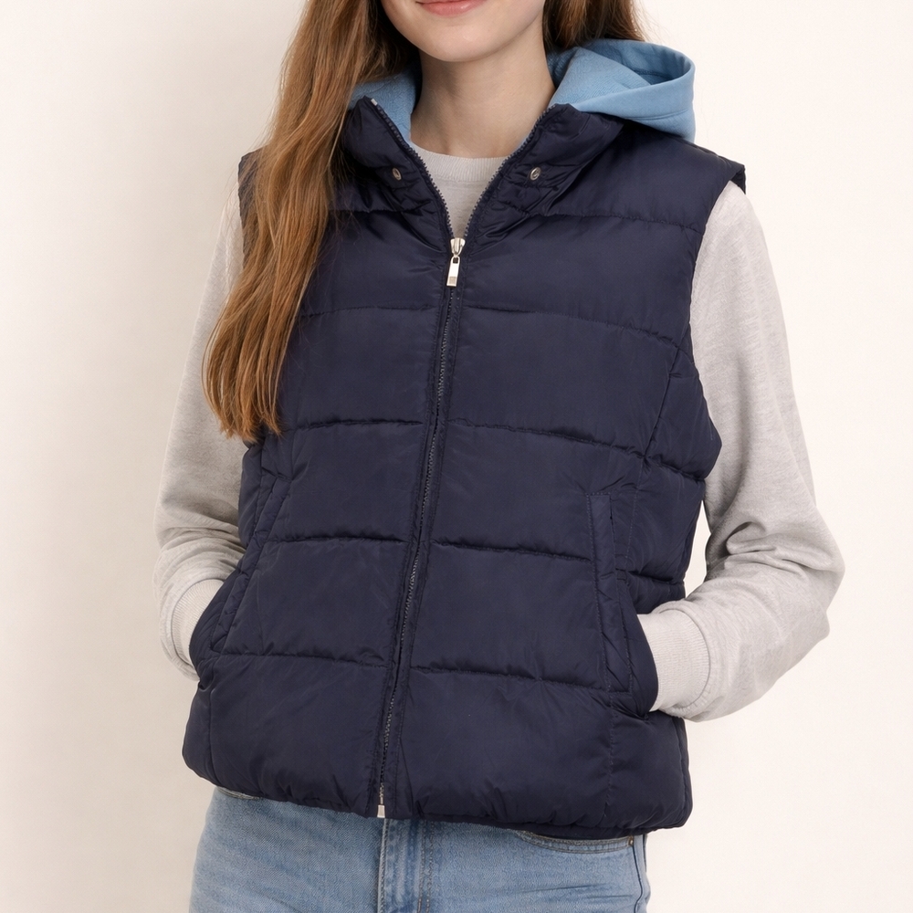 PRO SPIRIT Hooded Navy Puffer Vest